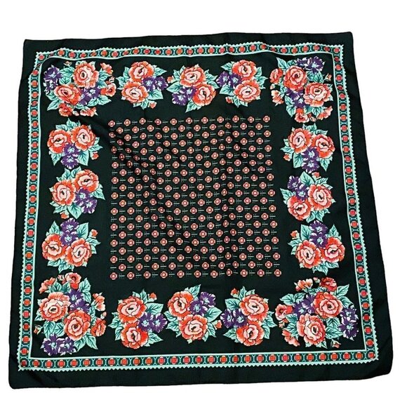 Vintage Handkerchief Hankie Bandana 30x30” Big Square Italy Flower Spring Summer - Picture 2 of 10